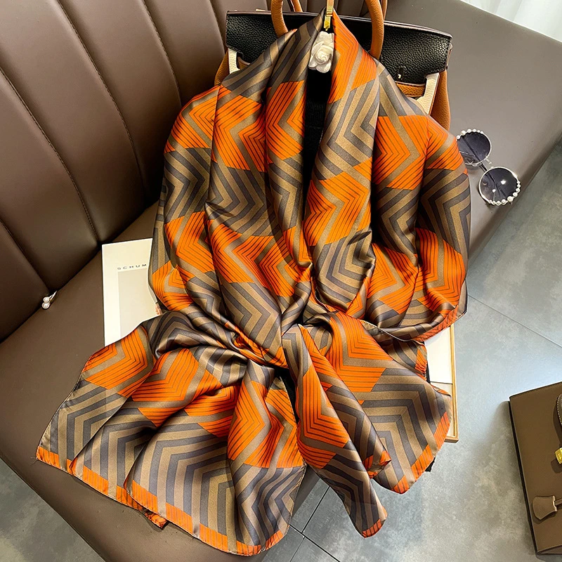 Elegant Orange color shiny silk hijab