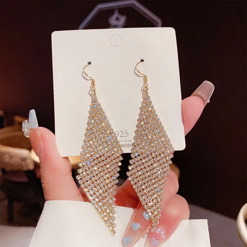 Pretty Rose Pink Crystal Tassel Earrings