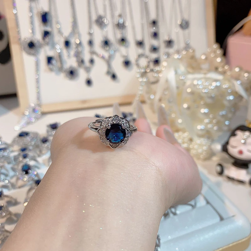 Stunning Blue Sapphire Halo Engagement Ring