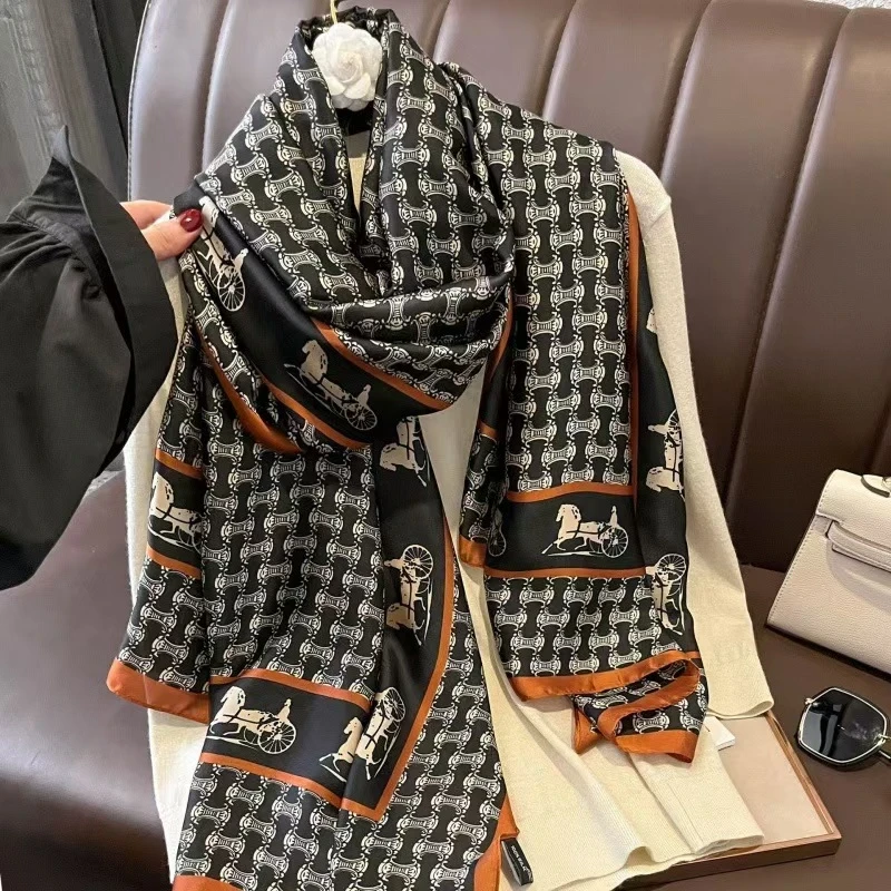 Luxury printed black & orange color hijab