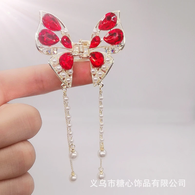 Gorgeous red color butterfly claw clip