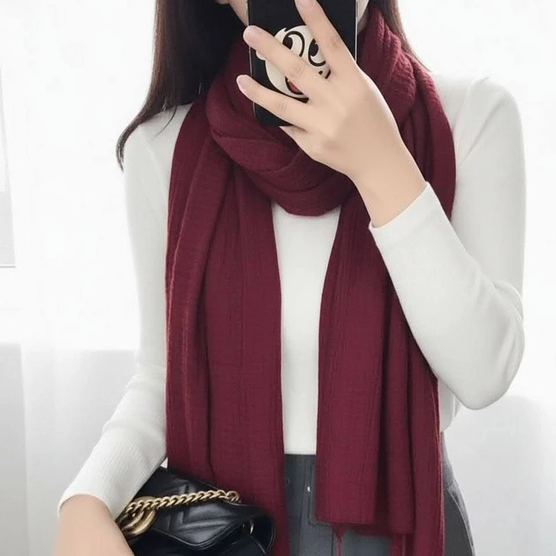 Gorgeous Maroon Color Cotton Long Hijab