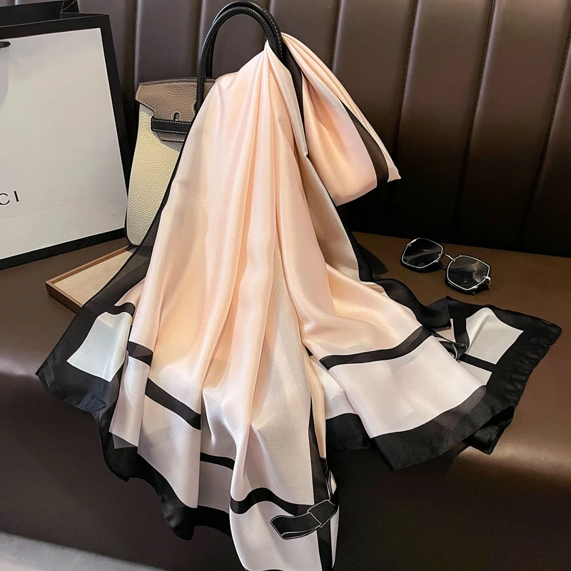 Light pink color printed shiny hijab