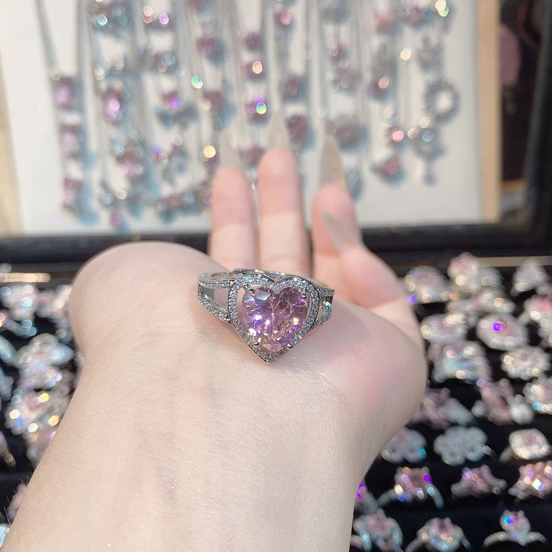 Heart Shaped Pink Zirconia Ring
