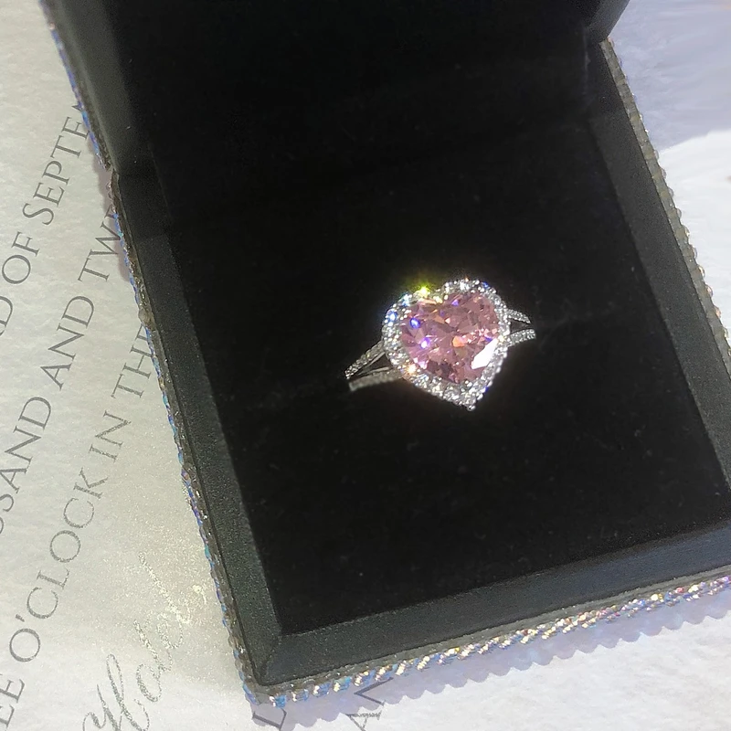 Heart Shaped Pink Zirconia Ring - Thumbnail 3