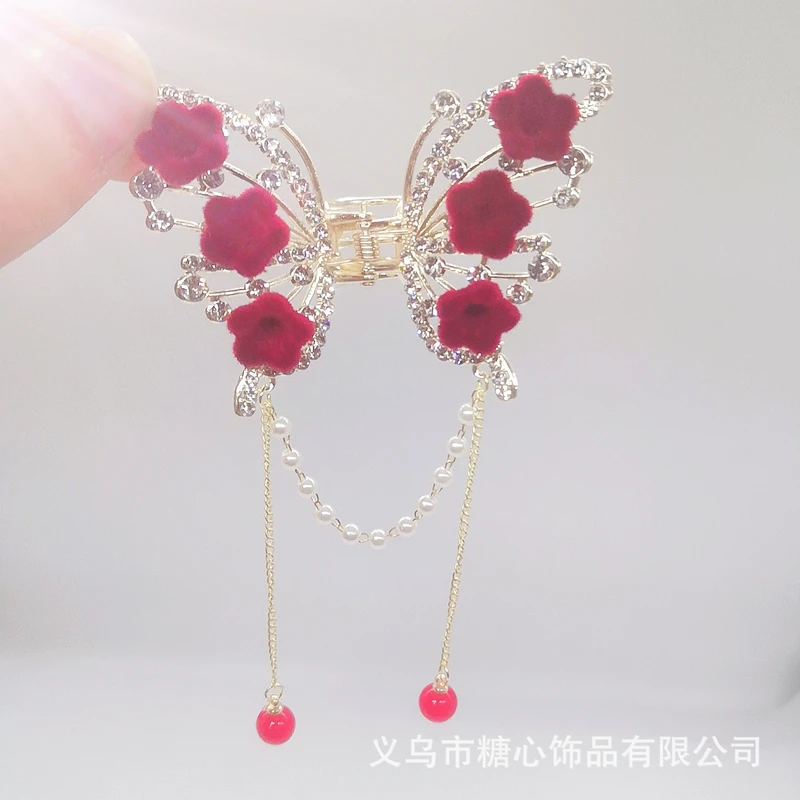 Gorgeous red color butterfly claw clip