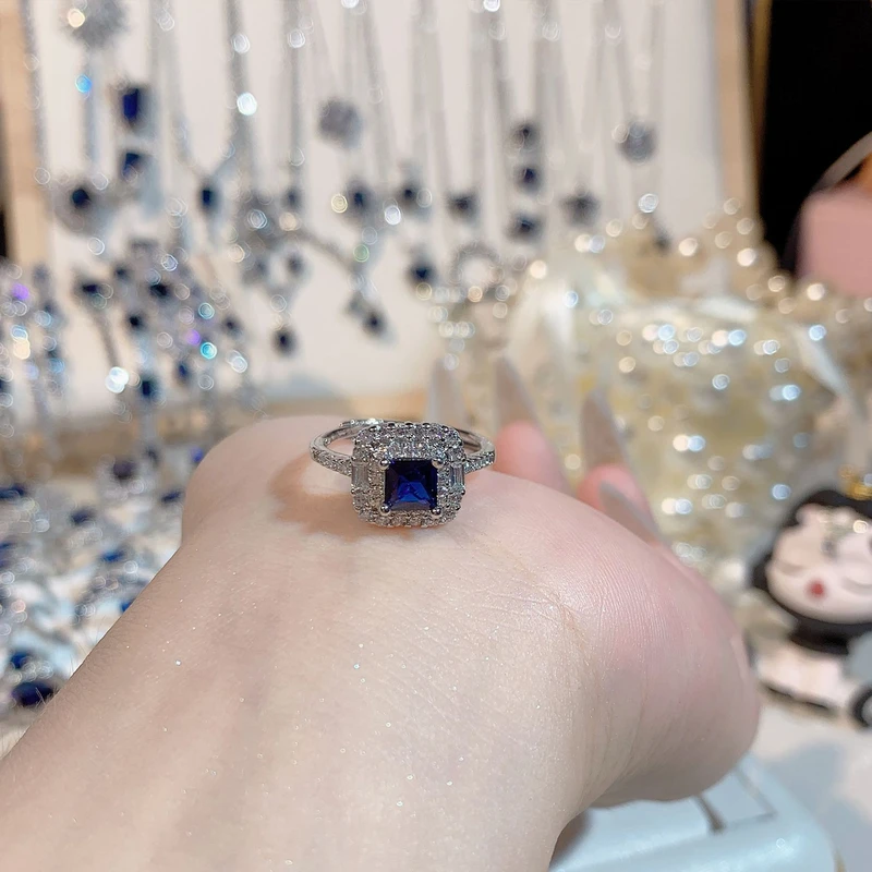 Princess Cut Sapphire Halo Ring