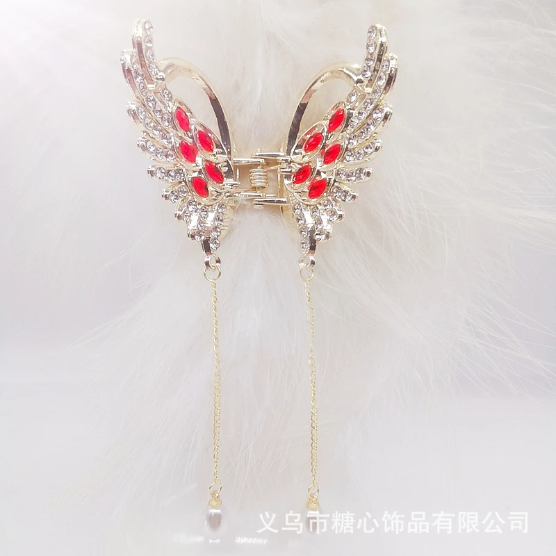 Gorgeous red color tassel hair clip