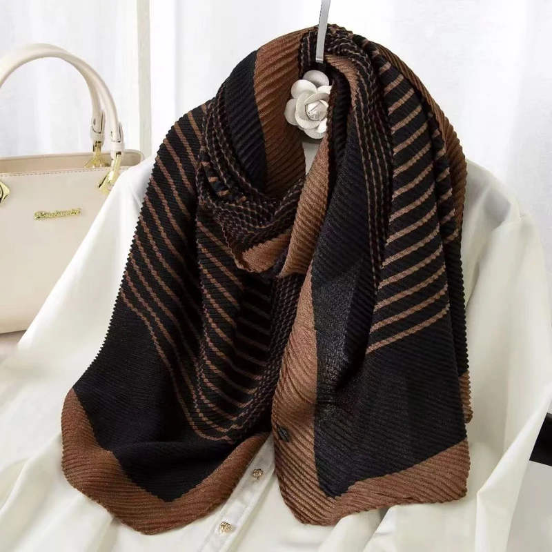 Gorgeous Black & Brown Stripped Hijab/Orna