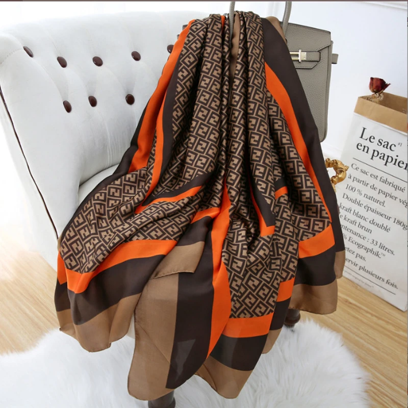 Gorgeous orange brown mixed printed hijab / orna