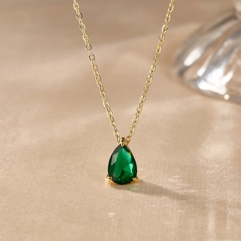 Water drop Green Pendant Necklace