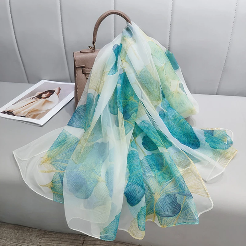Elegant light blue color silk hijab/orna