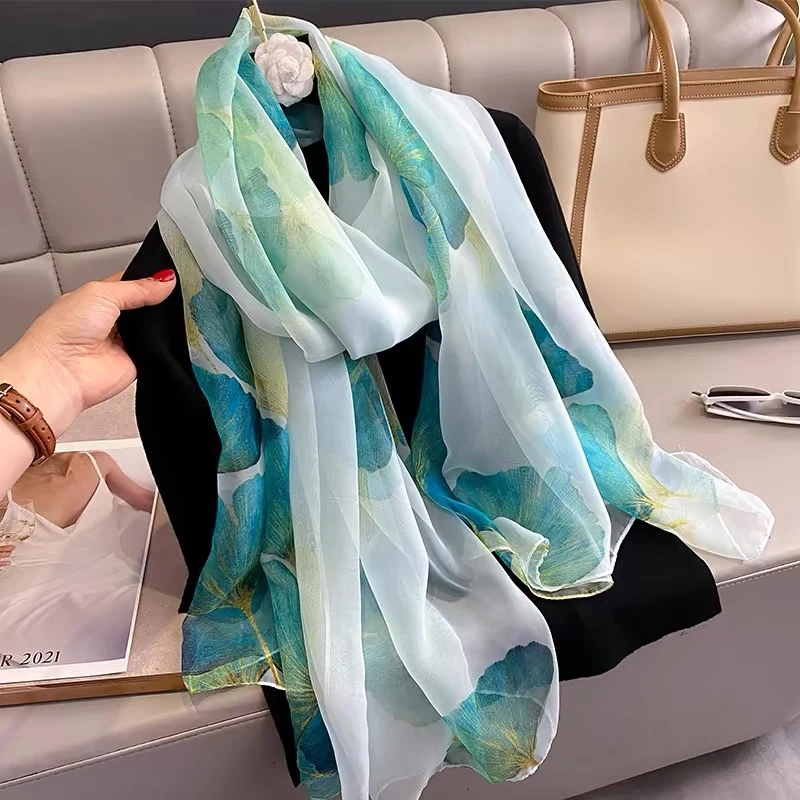 Elegant light blue color silk hijab/orna - Thumbnail 3
