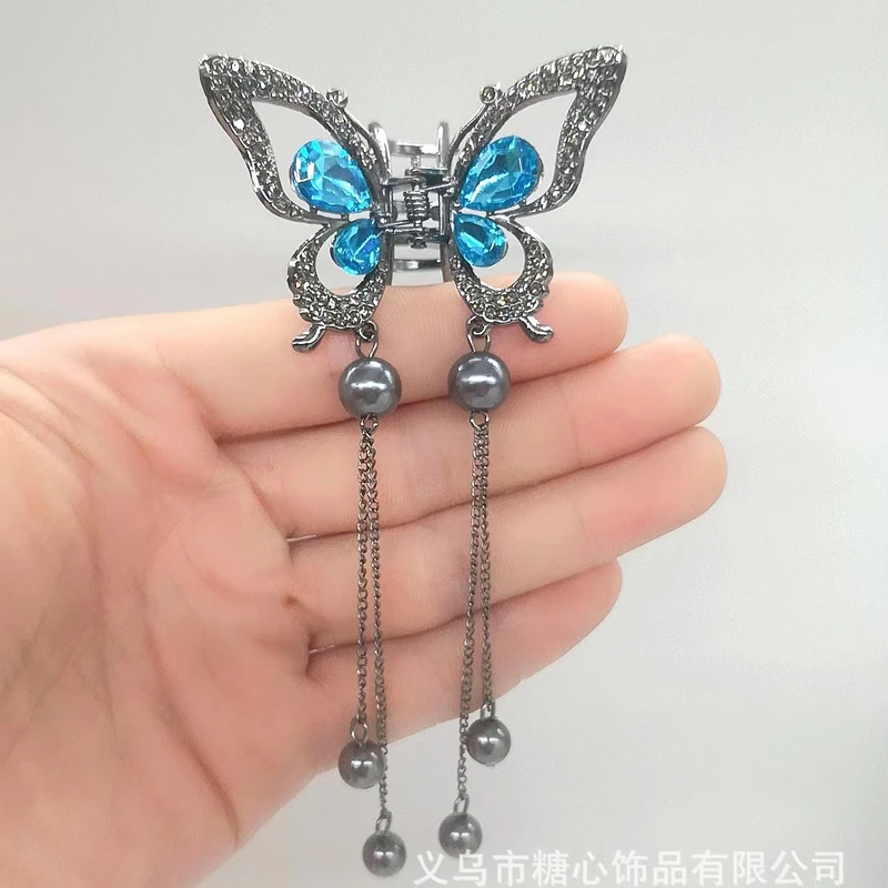 Classy blue color butterfly claw clip