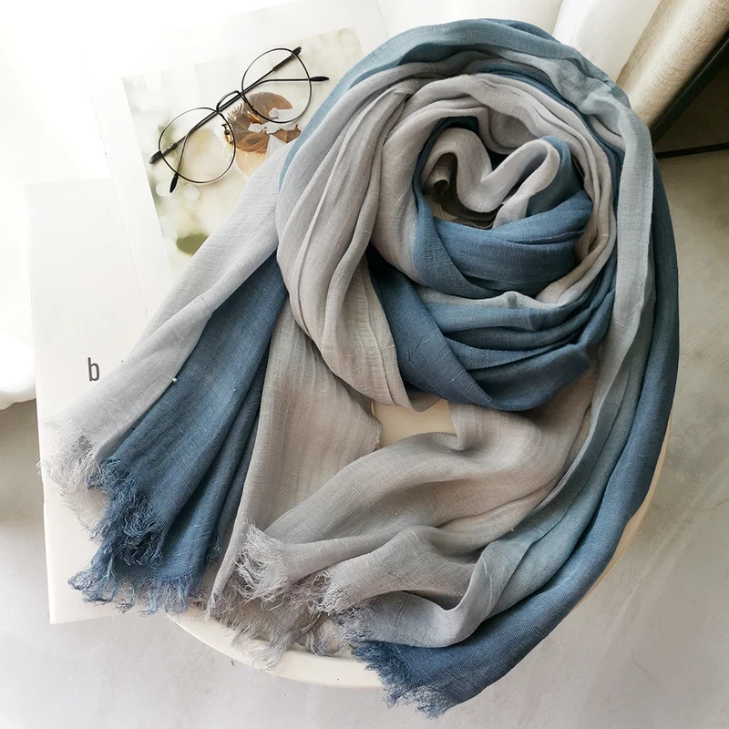 Classy Light Blue Gradient Color Long Hijab / Orna