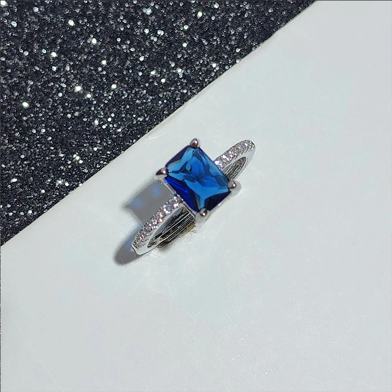 Octagon Cut Blue Sapphire Ring