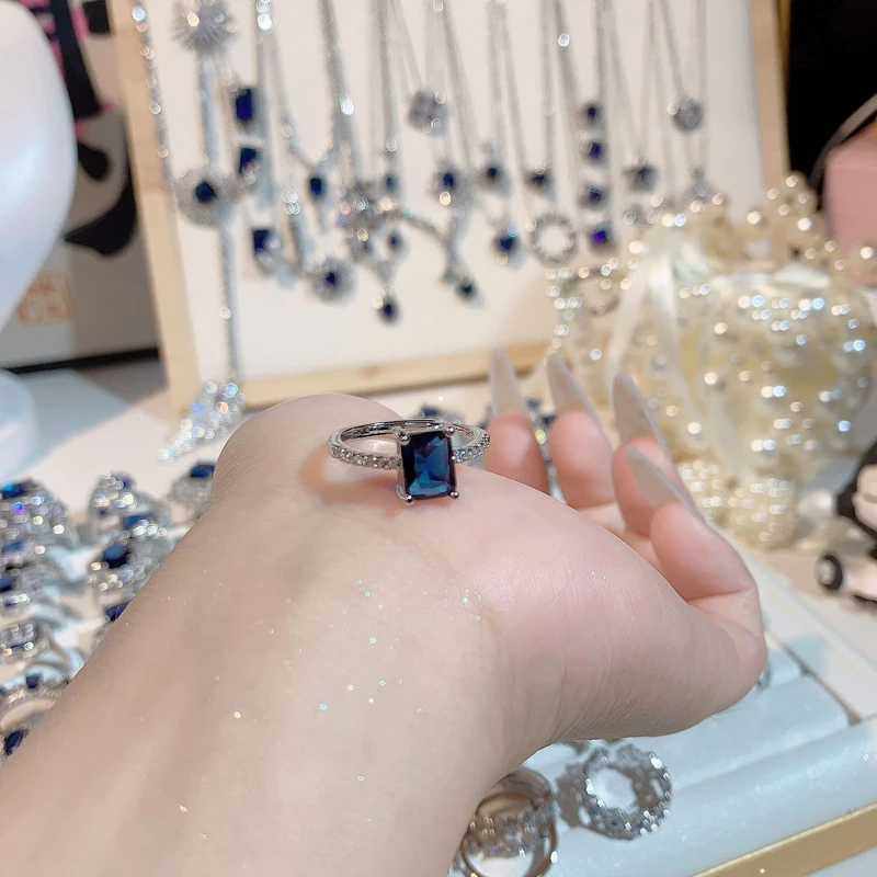Octagon Cut Blue Sapphire Ring