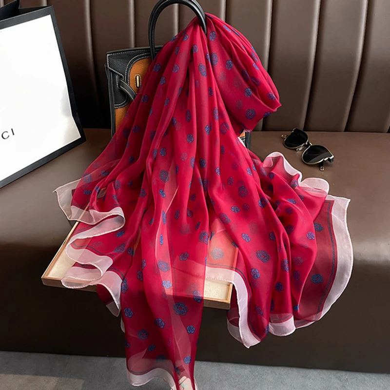 Beautiful coral red color silk hijab/orna