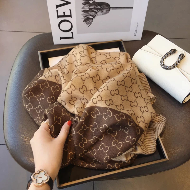 Stylish Brown printed cotton hijab / scarf