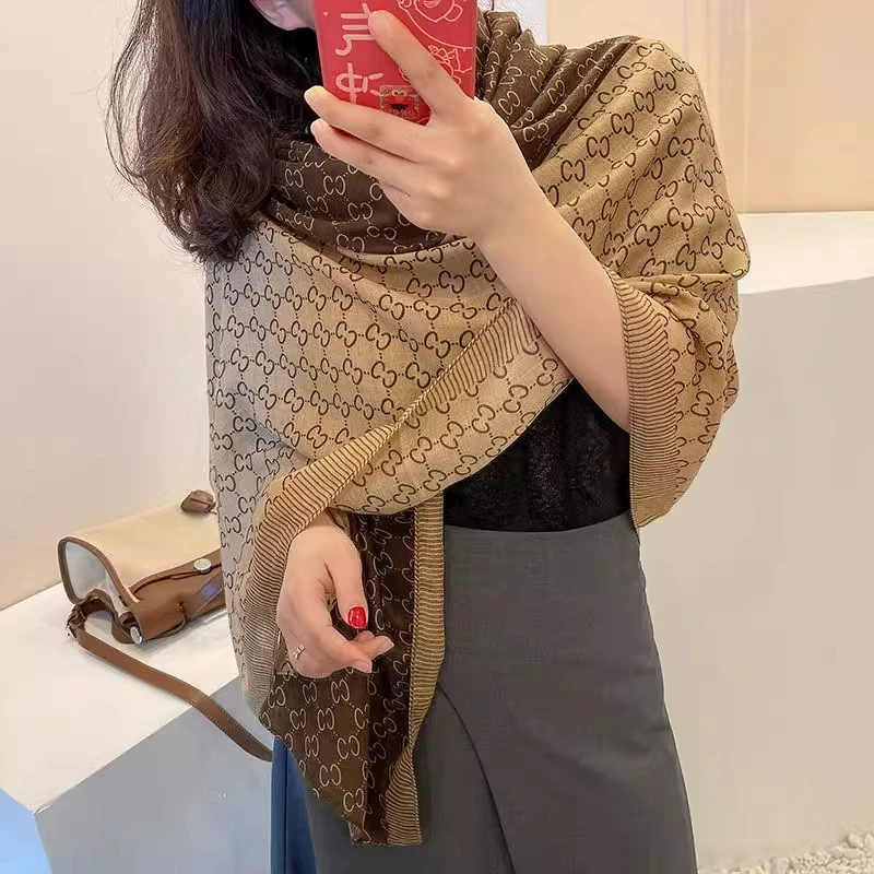 Stylish Brown printed cotton hijab / scarf