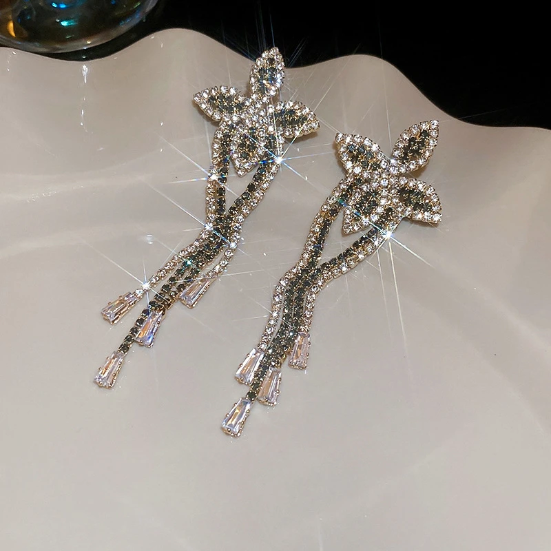Elegant Crystal Tassel Earrings