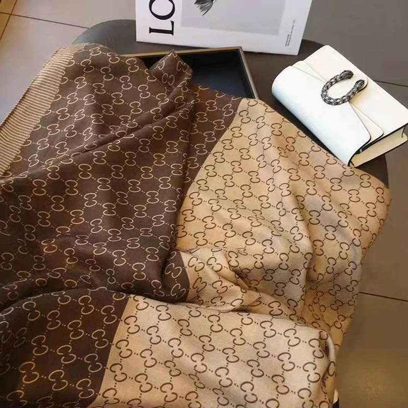 Elegant brown printed viscose hijab / orna