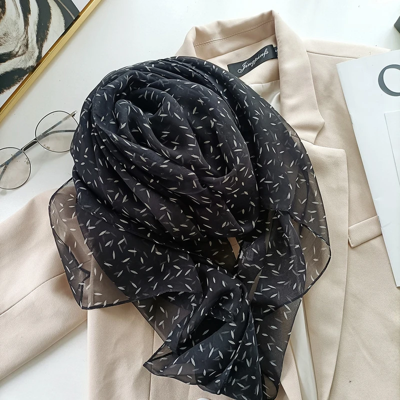 Elegant black chiffon georgette hijab / orna