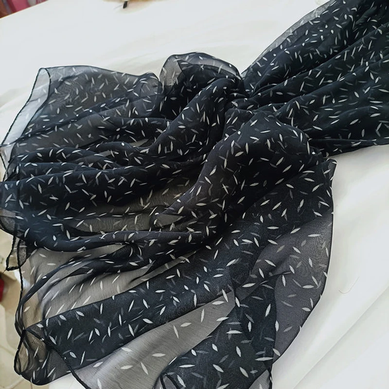 Elegant black chiffon georgette hijab / orna - Thumbnail 3