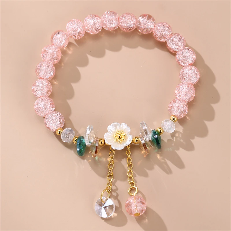 Stunning pink color daisy flower beaded bracelet