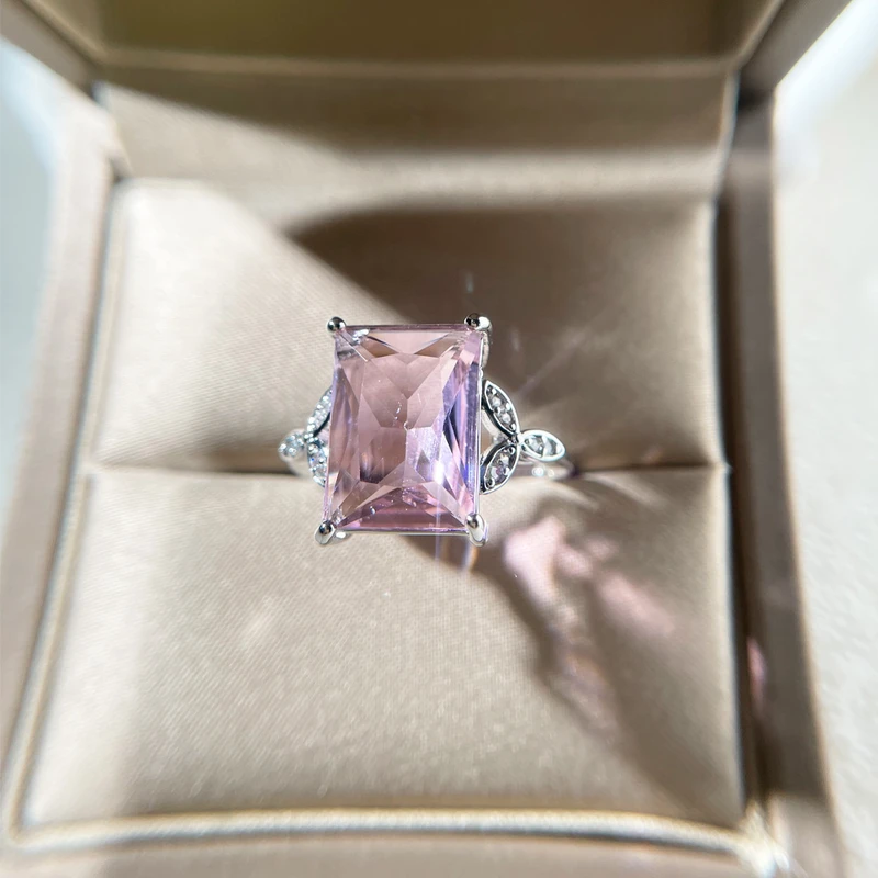 Pink cubic zirconia stunning adjustable ring