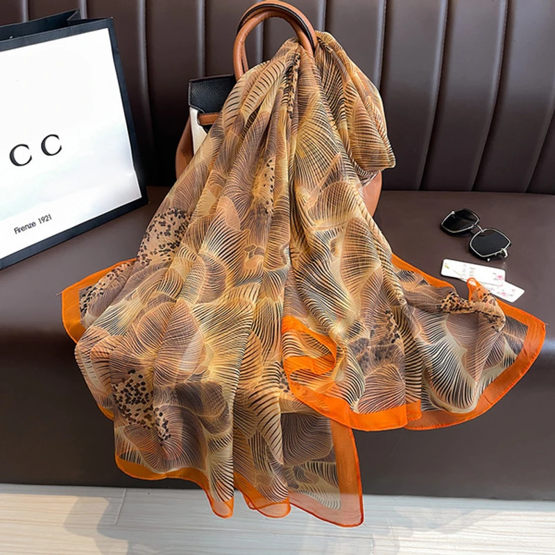 Beautiful rose gold transparent long silk hijab