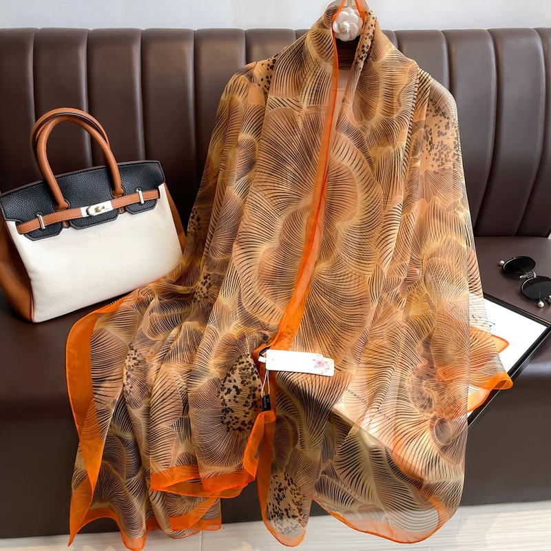 Beautiful rose gold transparent long silk hijab