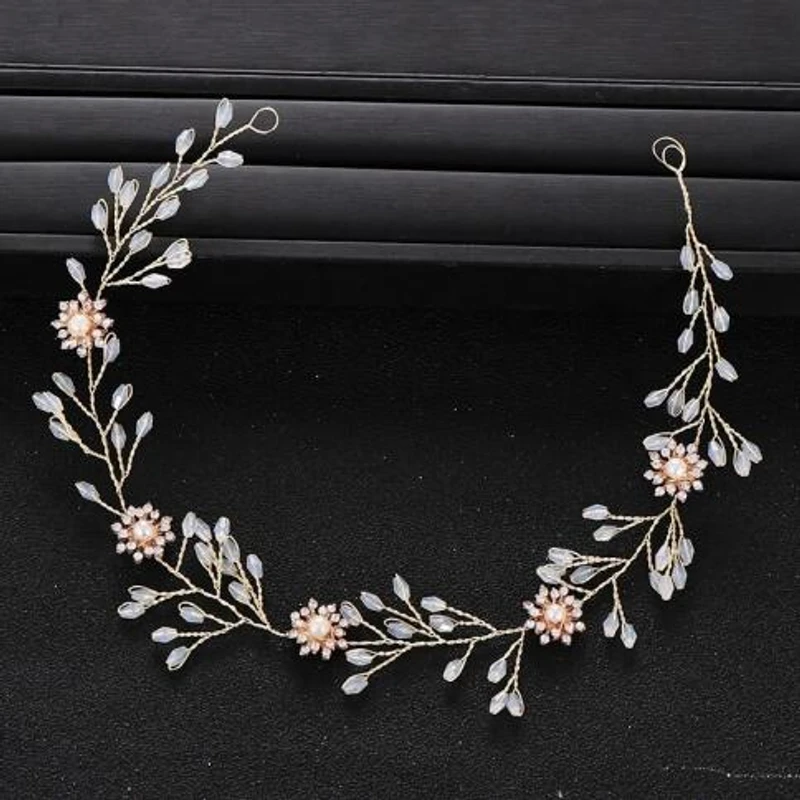 Elegant rose gold color bridal headband / headpiece