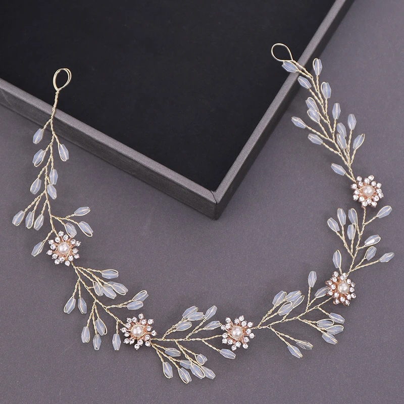 Elegant rose gold color bridal headband / headpiece