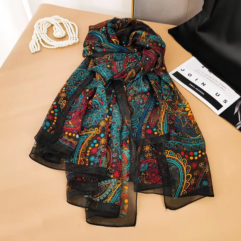 Bohemian soft long silk scarf / orna - Thumbnail 5