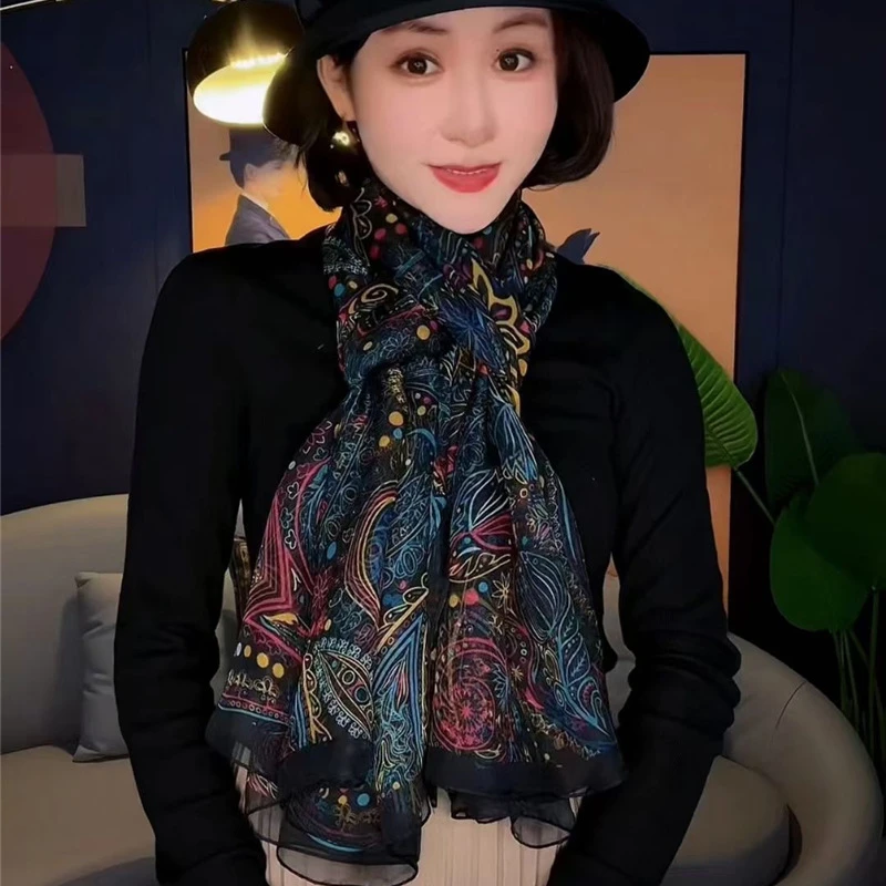 Bohemian soft long silk scarf / orna - Thumbnail 6