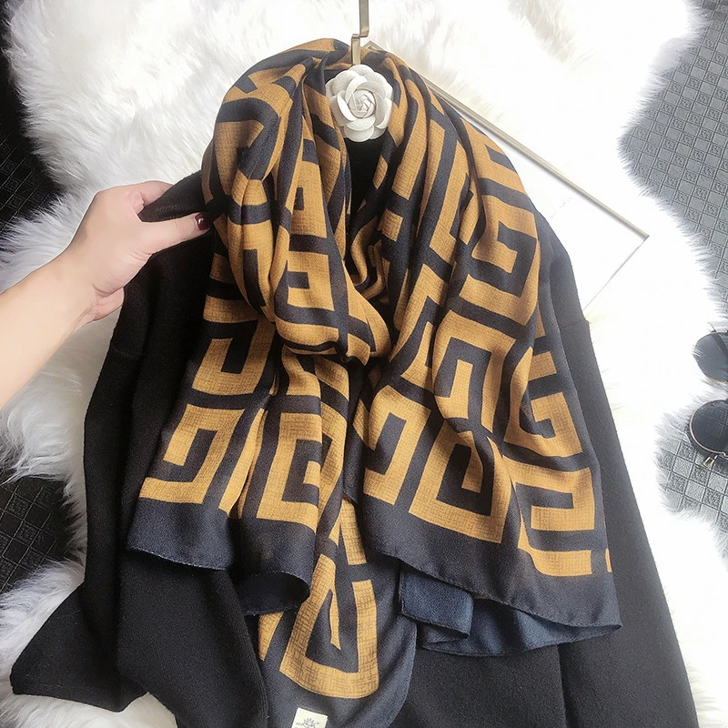 Brown Black printed classy hijab/orna