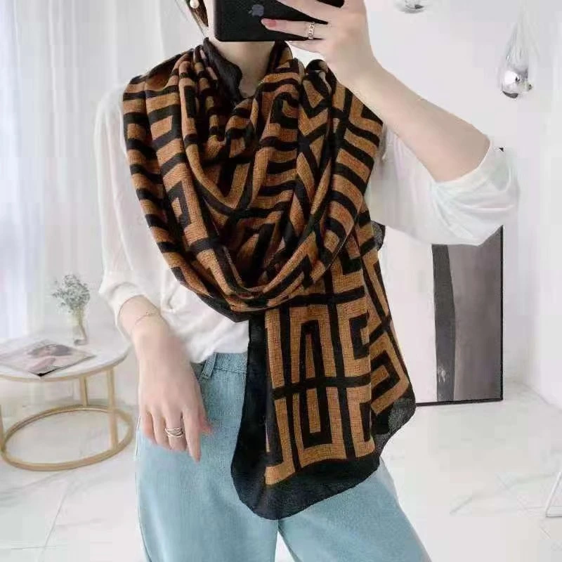 Brown Black printed classy hijab/orna - Thumbnail 3