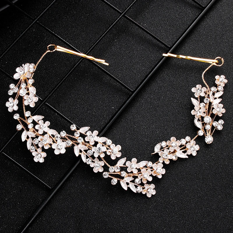 Elegant Crystal Rhinestone Faux Pearl Flower Headband