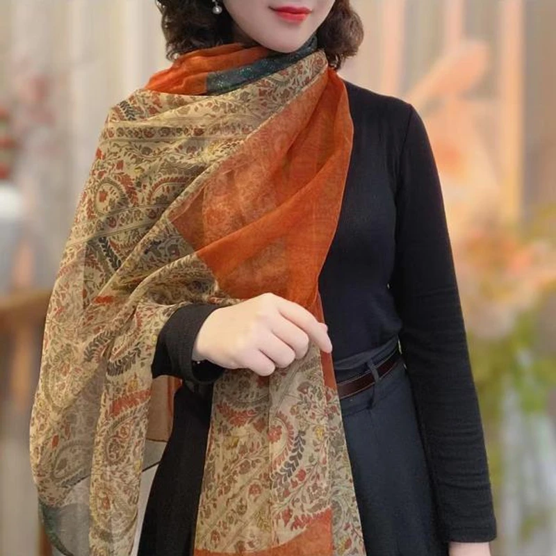 Paisley pattern classy long silk hijab / orna