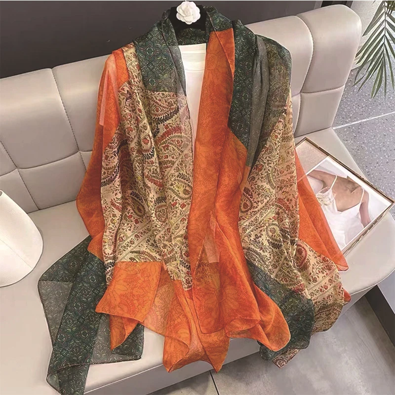 Paisley pattern classy long silk hijab / orna