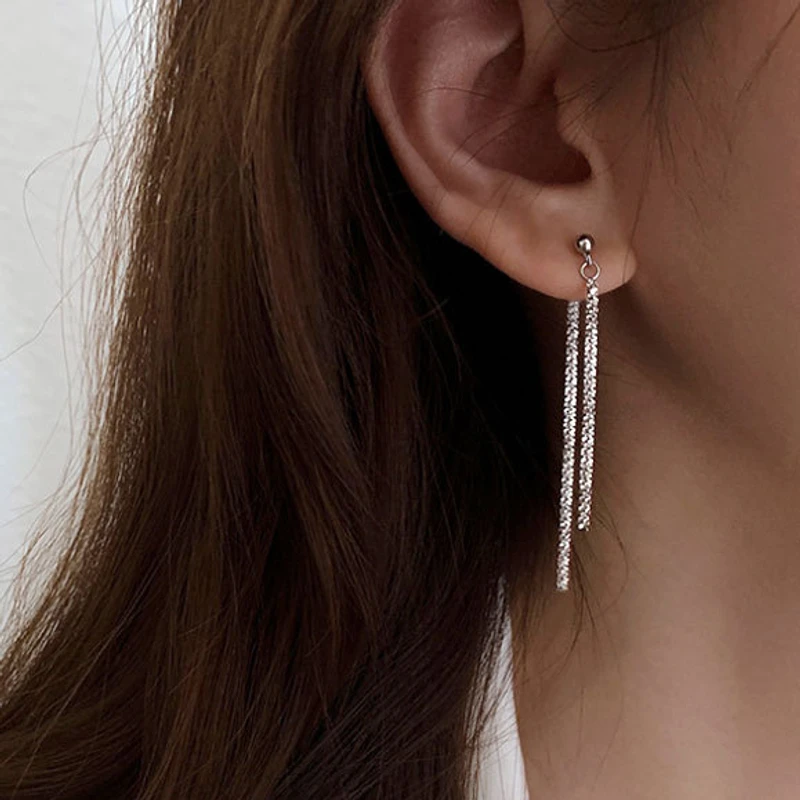 Pretty crystal long tassel  earrings