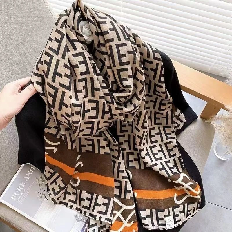 Elegant dark brown printed silk hijab