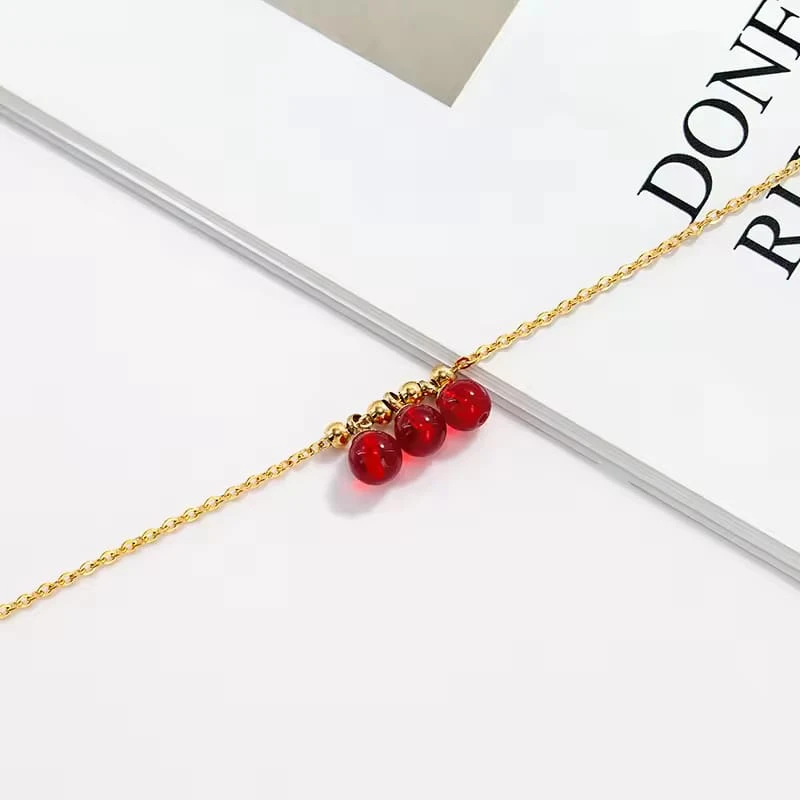 Versatile and high aesthetic value Red Beads women's anklet - Thumbnail 4