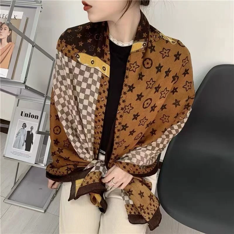 Elegant brown color printed hijab / orna