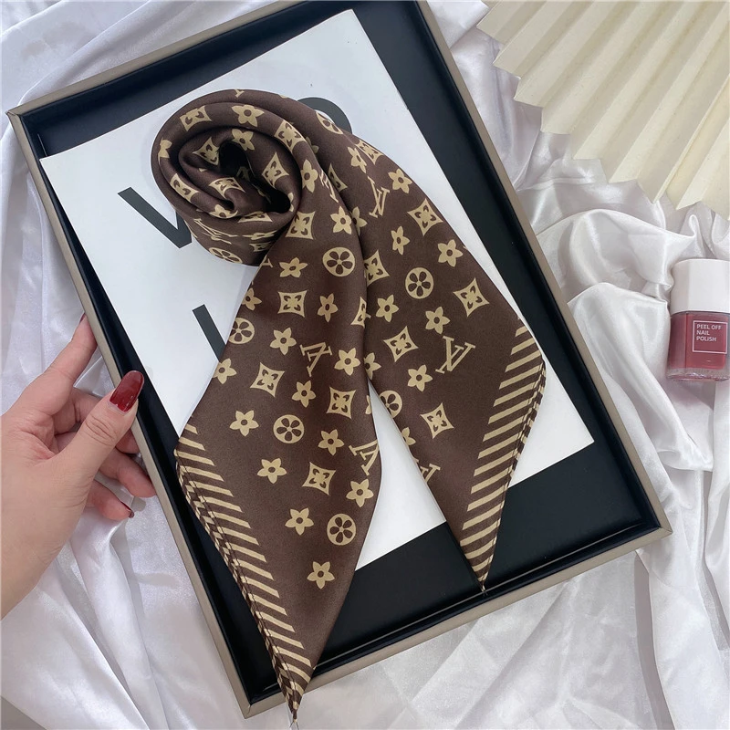 Dark brown printed scarf