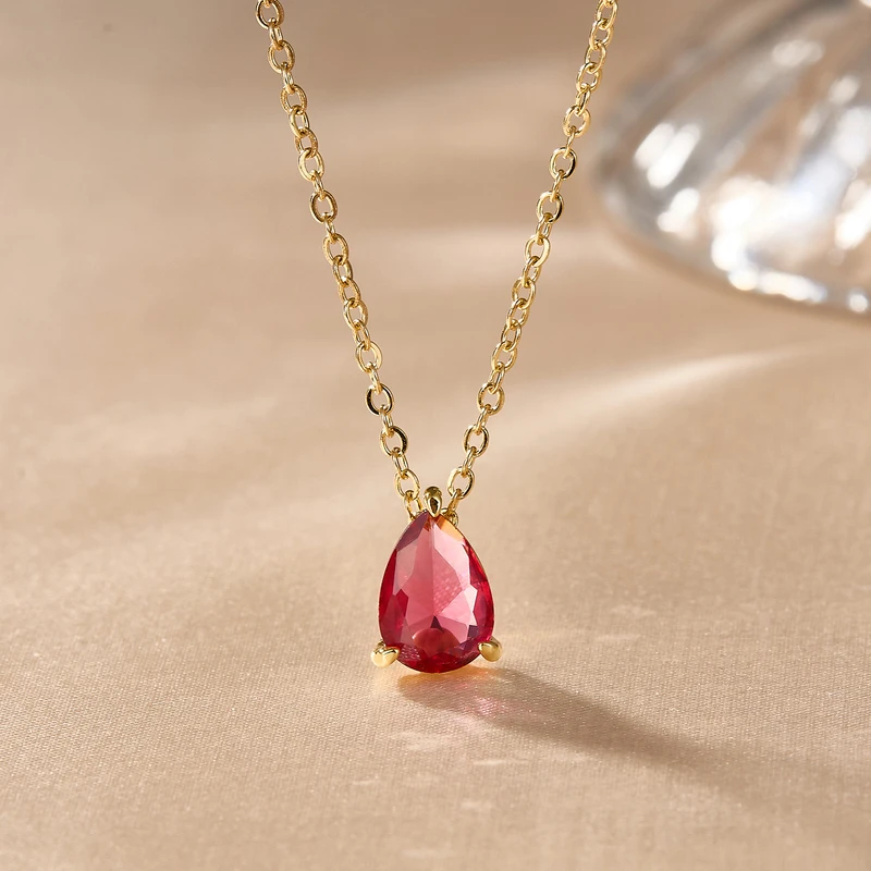 Beautiful rose red water drop pendant neckpiece