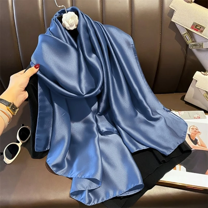 Elegant navy blue silk hijab / orna