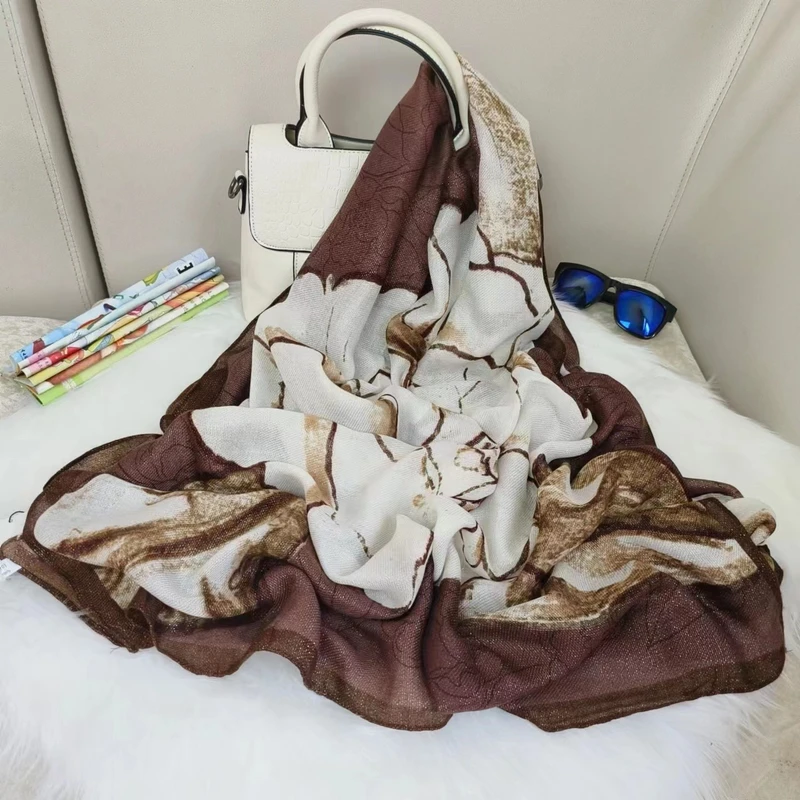 Classy brown printed hijab /orna