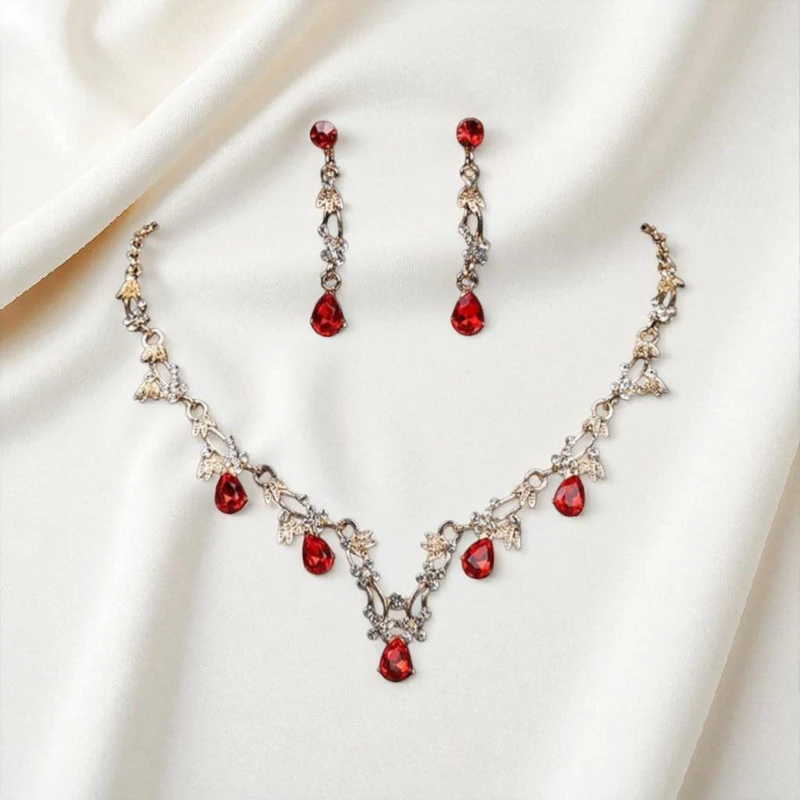 Gorgeous Red Color Jewellery Set
